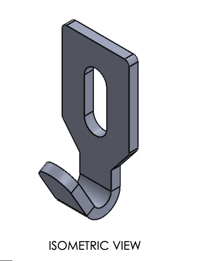 Isometric CAD drawing of the Centre Hook Stubby
